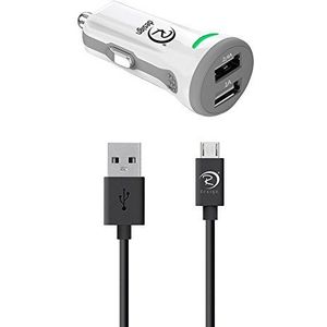 Kit Raven Design® Micro USB op USB installatiebuis 1 meter + Carplug X2-poorten USB snel opladen 3,4 A voor smartphone, tablet, Android, Samsung, HTC, Nokia, Sony en andere