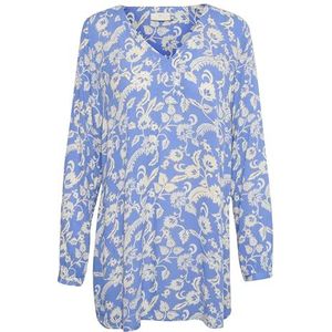 Kaffe Dames Tunic Lange Mouwen V-hals Casual Fit Bedrukte Below Hip Lengte Dames, Ultramarijn/witte bloem, 36