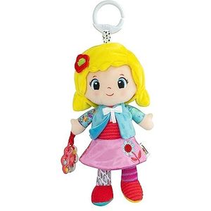 LAMAZE My Friend Olivia Clip & Go Kinderwagen, babyspeelgoed, 0-6 maanden, sensorisch speelgoed voor de ontwikkeling van baby's, zachte knuffelpoppen voor meisjes, vakkundig ontworpen pasgeboren