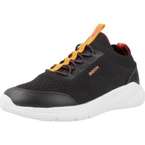 Geox J Sprintye Boy Sneakers voor jongens, zwart/oranje., 37 EU