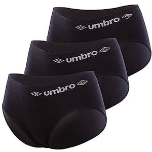 Umbro Set van 3 naadloze damesslips, effen, Zwart, S-M