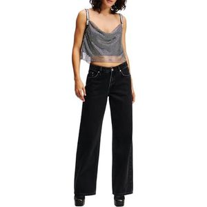 Karl Lagerfeld Jeans, Dames, Mid Rise Relaxed Denim, Relaxed Leg, Zwart, 2432