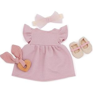 LullaBaby Poppenkleding voor 36 cm babypoppen – roze jurk, hoofdband, fopspeen en schoenen – poppenaccessoires – babypoppenaccessoires – speelgoed voor kinderen vanaf 2 jaar – roze