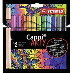 Viltstift met dopring - STABILO Cappi - ARTY - 12 stuks - met 12 verschillende kleuren