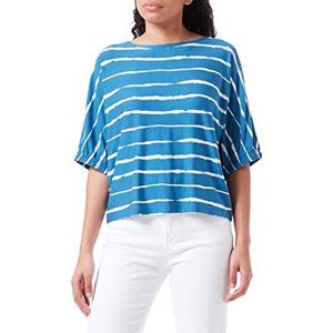 TOM TAILOR Dames T-shirt met all-over print 1031209, 30002 - Blue Tiedye Horizontal Stripe, XS