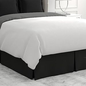 Bed Maker's Til nooit je matrasomslag rond bedrok, klassieke stijl, onderhoudsarme kreukbestendige stof, traditionele 35 cm vallengte, Queen, zwart