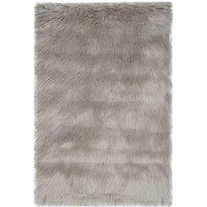 SAFAVIEH Imitatie schapenvacht tapijt voor woonkamer, eetkamer, slaapkamer - Faux Fur Collection, hoge pool, grijs, 61 x 91 cm