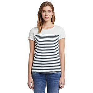 TOM TAILOR Denim Dames Gestreept T-shirt met hartprint 1017275, 21355 - Navy White Stripe, XS
