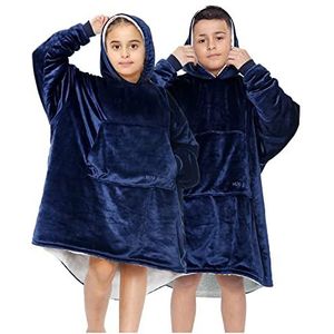 Knuffel Snug Hoody deken voor kinderen - pluizig comfortabel sweatshirt met capuchon - pluche fleece hoodie deken - marine deken met capuchon