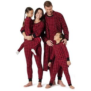 Amazon Essentials Aeub0012f pyjama voor baby's, uniseks, katoen, comfortabele pasvorm, 3 stuks, Buffalo Check/Dove Grey/Red, 0-3 maanden (verpakking van 3 stuks), Buffalo Check/Dove Grey/Red, 0-3