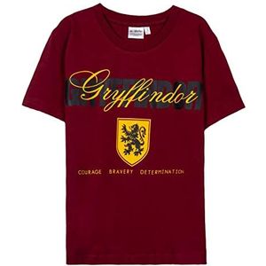Harry Potter Kinder-T-shirt - Zwart en Kastanjebruin - Maat 12 Jaar - Korte Mouw-T-shirt van 100% Katoen - Harry Potter Collectie - Origineel Product Ontworpen in Spanje