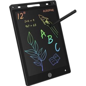 ACROPAQ LCD tekentablet - Vonk creativiteit met onze 12-inch zwarte LCD tekentablet - Draagbaar elektronisch tekenbord met kleurenscherm en stylus - Het ultieme cadeau voor beginnende kunstenaars