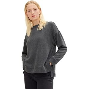 TOM TAILOR Dames Basic sweatshirt 1034525, 30937 - Black Herringbone Design, S