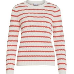 Vidalo O-Neck L/S Stripe Knit Top- Noos, wit alyssum, XXL