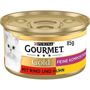 Purina Gourmet Gold Fijne Hapjes Kattenvoer, Nat, met Rund en Kip, 12 stuks (12 x 85 g)