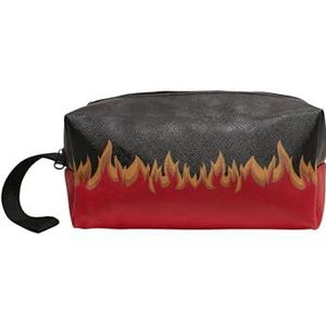 Mister Tee Unisex Flame Print Cosmetic Pouch Cosmetische Tas, Zwart/Rood, zwart/rood, Eén Maat