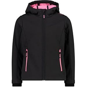 CMP - Softshelljas voor kinderen met vaste capuchon, antraciet-roze fluo, 128