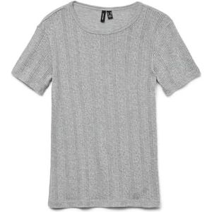 Vero Moda Vmlisa Pointelle Ss Top JRS Noos, lichtgrijs gem., S