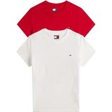 Tommy Jeans - S/S T-shirt - Multi - Ecru/Saffier Rood