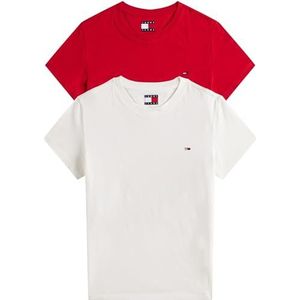 Tommy Jeans - S/S T-shirt - Multi - Ecru/Saffier Rood