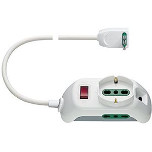 Vimar FP00517.C.B Stekkerdoos met stroomonderbreker 10 A, 2 stopcontacten Sicury, 1 universeel stopcontact, kabel 1,5