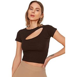 Trendyol Dames getailleerde standaard asymmetrische kraag geweven blouse, BRON, XS