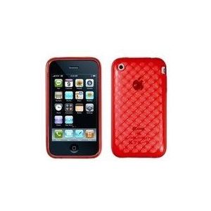 Logotrans Cubic Series Silicone Cover en Screen Protector voor Apple iPhone 3G / 3Gs, rood