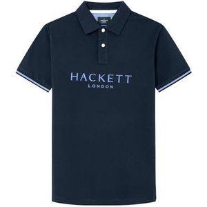 Hackett London Heren GMD Merino Silk Crew Polo, Blauw (Navy), S, Blauw (zwart), S