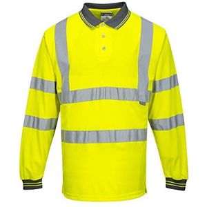 Hi-Vis Poloshirt Geel met lange mouw en reflectie strepen