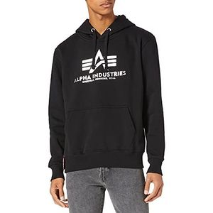 Alpha Industries Basic Hoody Foil Print Hooded Sweat voor heren Black/Metalsilver