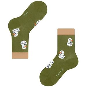 FALKE Unisex kinderen Funny Snowmen duurzaam katoen halfhoog met patroon 1 paar sokken, groen (Calla Green 7756), 31-34