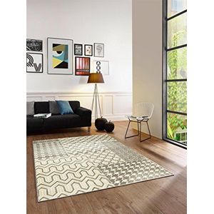 Benuta tapijt Reflex patchwork taupe 120x170 cm | Modern tapijt voor woon- en slaapkamer