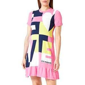 Love Moschino Korte mouwen voor dames, regular fit, fuchsia wit geel marineblauw, 40