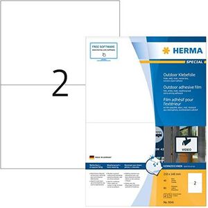 HERMA 9541 weerbest outdoor folielabels A4 (210 x 148 mm, 40 velles, polyethyleen, mat) zelfklevend, bedrukbaar, extreme sterk klevende etiketten, 80 etiketten voor printer, wit