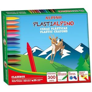 Alpino - Economy Pack PlastiAlpino waskrijt, 300 stuks, lange houdbaarheid en weerstand, verscheidenheid aan kleuren, creativiteit zonder grenzen, robuust en schoon