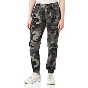 Urban Classics Cargobroek voor dames, hoge taille, camouflage-look, verkrijgbaar in vele kleurvarianten, Dark Camo, 31