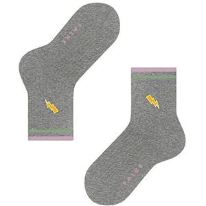 FALKE Unisex Kids Safe to School Reflective Duurzaam Katoen halfhoog met patroon 1 paar sokken, Grijs (Lichtgrijs 3400), 27-30