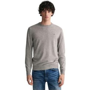 GANT Superfijne Lambswool C-hals, heren trui, houtskool melange, houtskool melange, L