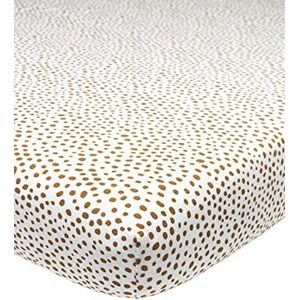 Meyco Baby Cheetah Hoeslaken voor het kinderbed (lakens van 100% jersey-katoen, extra zacht, comfortabel en ademend, perfecte pasvorm door elastiek rondom, afmetingen: 60 x 120 cm), camel