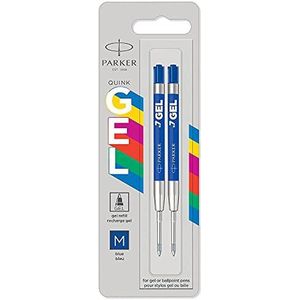 Originele Parker Jotter gelpen vullingen | Vloeiend blauwe gel-inktvullingen | medium punt (0,7 mm) | 2 stuks