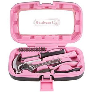 Stalwart 75-HT2015 Handgereedschap, roze gereedschapsset - 15-delig van Stalwart, set inclusief - hamer, sleutel, schroevendraaier, tang (gereedschapskist voor thuis, kantoor of auto)