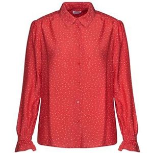 Seidensticker Damesblouse, modieuze blouse, regular fit, hemdblousekraag, lange mouwen, 100% viscose, koraalrood, 34
