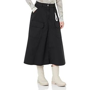 Love Moschino Dames Canvas midi rok met patch zakken, zwart, 38