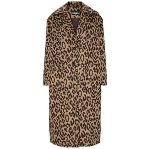 PIECES - Tussenmantel - Lichtbruin - Dierenprint - Lange Pasvorm