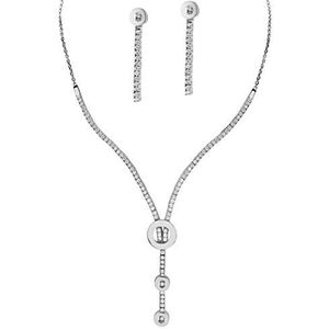 Orphelia Sieradenset voor dames, halsketting + oorbellen, 925 zilver gerhodineerd, zirkonia, wit, rondgeslepen