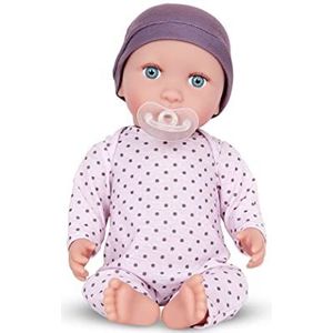 Babi BAB7224Z Babykleding in paars met fopspeen – zachte 36 cm pop met gemiddelde huidtint en blauwe ogen – speelgoed vanaf 2 jaar, kleurrijk