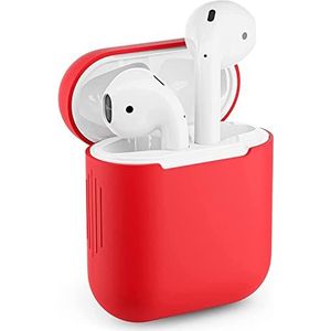 Beschermhoes voor Apple Airpods 1 silicone case airpod hoes precies passend (rood)