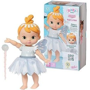BABY born Verhalenboek Fee Ice - 18cm sprookjes pop met fladderende vleugels - Bevat een pop, toverstok, standaard, achtergrond en een platenboek - Geschikt voor kinderen van 3+ - 831816