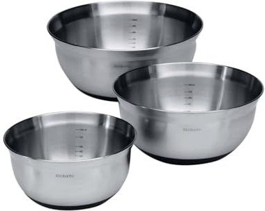 Brabantia Mengkom met Antislip Bodem, Set van 1L / 1.6L / 3L - Matt Steel/Black