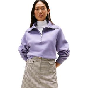 Tommy Hilfiger Dames CLASSIC SCRIPT FLEECE Halve Rits WW0WW46632 Half Zip Sweatshirt, Paars, XXS, Paars (Lavender Ash), XXS